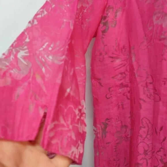 Salon Studio 2 Pieces Set Pink Abstract Floral Button Down Top Blouse Size M - Picture 8 of 13